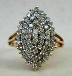 2 Ct Round Cut Simulated Diamond Cluster Engagement Ring 14k Yellow Gold Plated - Picture 1 of 13