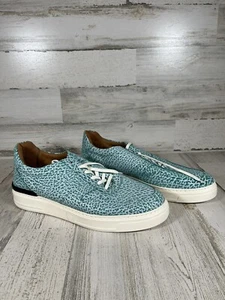 Duke+Dexter Ritchie Printed Suede Leather Turquoise Sneakers/Shoes Men’s Size 12 - Picture 1 of 8