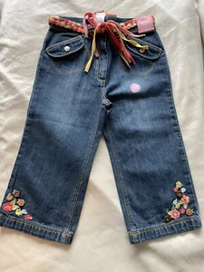 Jeans GYMBOREE cotton 4T jeans NWT braid belt Tassels embroidery Boho rare - Picture 1 of 6