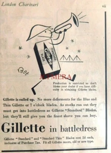 WW2 Advert GILLETTE 'In Battledress' Shaving Razor Blades : Small Wartime Print - Picture 1 of 1