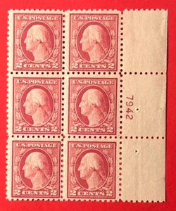 US Sc#463 1916-17 Perf:10 NO/WATERMARK Plate Block of 6 Mint NH OG VF/XF (22-295 - Picture 1 of 3