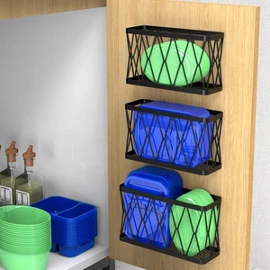 3 Pack Adhesive Cabinet Organizer - Wall Mounted Pantry Door Organizer Bin Ho... - Picture 1 of 7