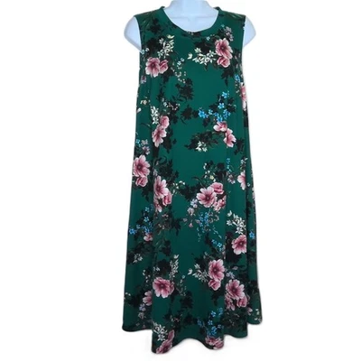 New Fortune & Ivy Green & Pink Floral Dress Sleeveless Soft Stretch NWOT Plus 3X - Image 1 of 4
