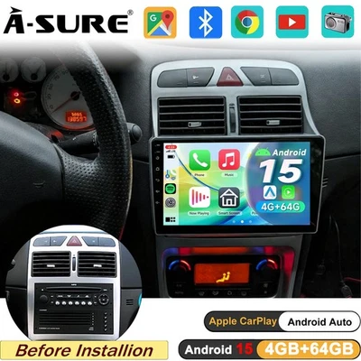 Android 15 64G Autoradio Für Peugeot 307 CC 2002-2013 Apple Carplay GPS NAVI DSP - Bild 1 von 4