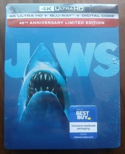Jaws 4K UHD + Blu-Ray LE 45th Anniversary Steelbook (Best Buy Exclusive) LOOSE - Picture 1 of 3