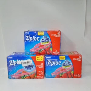 3 Stück Ziploc Quart Lebensmittel Aufbewahrungsbeutel, Grip 'n Seal Technologie X leichterer Griff 80ct - Bild 1 von 7
