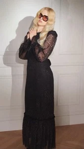 H&M x The Vampire's Wife Black Lace Maxi Dress Size EU48 | UK20 - Picture 1 of 9