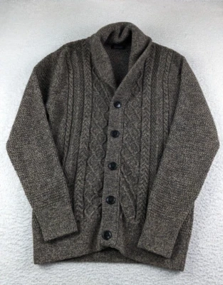 Zara Cardigan Shawl Collar Cable Knit Gray Wool Blend Men's Medium - Image 1 of 4