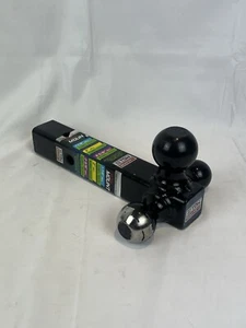 Black Powder Coated Steel 10000 lb Tri Ball Mount Trailer Hitch Rust Resistant - Picture 1 of 4