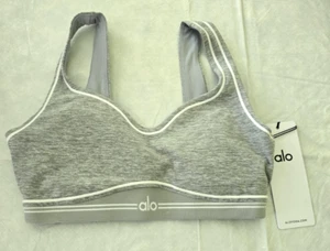 Alo Alosoft Heart Throb Bra Athletic Heather/Gray/White Small W9811R - Picture 1 of 5