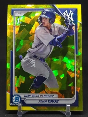 2024 Bowman Sapphire John Cruz 1st Rookie RC Yellow Refractor /75 #BCP-77 - Image 1 of 2
