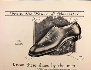 1925 Banister Shoes Vintage Print Ad Well Dressed Men with Tophat and Cane - Picture 1 of 3
