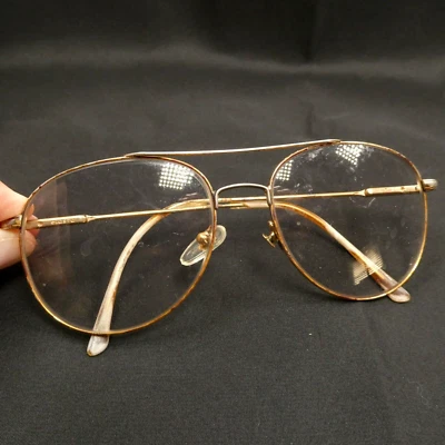 Safilo Elasta Gold-Toned Metal Tortoise Aviator Eyeglasses FRAMES ONLY 61-22-135 - Image 1 of 4