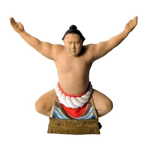 Vintage japanische Sumo Wrestler 13" Hakata Puppe Ton Statue große Figur Handarbeit - Bild 1 von 8