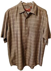 Bob Timberlake Shirt Men's LG Brown Plaid Short Sleeve Button Up Casual