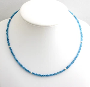 Aquamarine Necklace Precious Stone Faceted Ball Noble Gift Approx. 47 CM - Picture 1 of 5