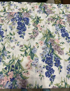 VTG LAURA ASHLEY Abbeville Pink Blue Stocks 1 Valance Cotton Blend 84X 18 USA. - Picture 1 of 13