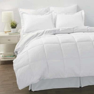 HOT 8-Piece White Bed in a Bag Microfiber Bedding Set Queen Size Bedding Sets - Picture 1 of 11