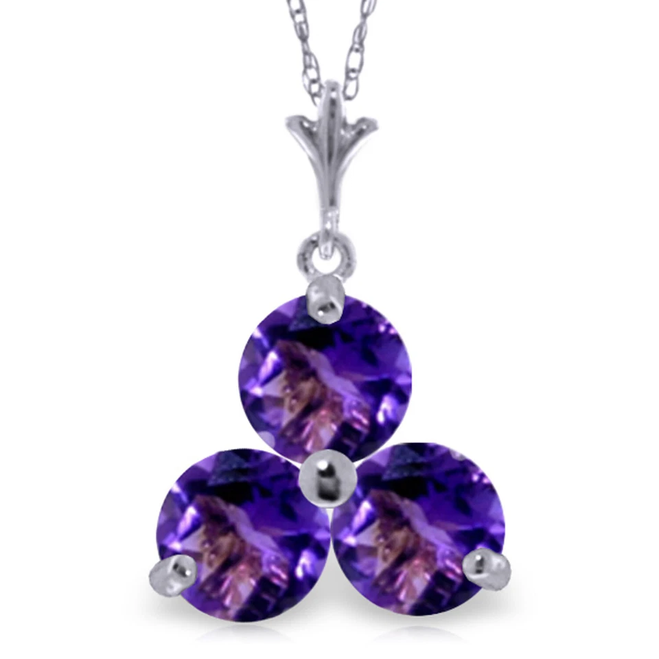 0.75 CTW 14K Solid White gold fine Amethystong Equals Amethyst Necklace 18" - Image 1 of 4