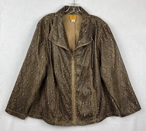 Ruby Rd. Woman Jacket 20W Brown Snake Print Long Sleeve Full Zip - Picture 1 of 8