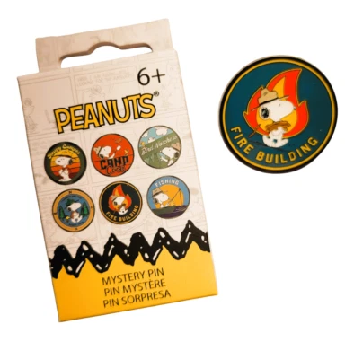 Loungefly Peanuts Camp Snoopy Badge Mystery Box Enamel Pin - Fire Building - Image 1 of 4
