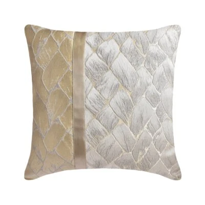 Sofa Cushion Case Silver 16"x16", Couch Decor Silk Abstract - Auriferous - Image 1 of 3