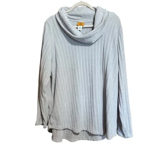 Ruby Rd Pullover Damen 1X grau Strick Grobstrick Wasserfallausschnitt Pulli Sweatshirt - Bild 1 von 8