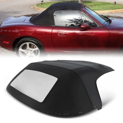 Fit For 1990-2005 Mazda Miata Convertible Black Plastic Upper Window Soft Top - Image 1 of 4
