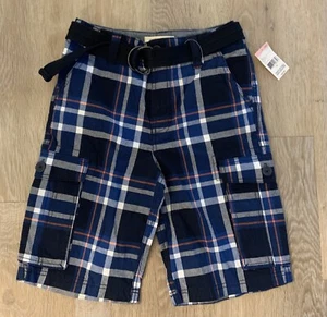 (NWT) Canyon River Blues Boy’s Size 12 Navy Plaid Shorts With Adjustable Waist - Picture 1 of 7