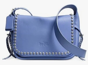 Coach 35753 RIVETS Dakotah Crossbody Handbag Calf Leather Blue-Silver Hardware - Picture 1 of 8