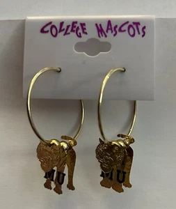 University of Missouri MU Tigers College Mascot Gold Hoop Dangle Earrings MIZZOU - Picture 1 of 3