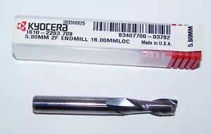 (.2283") 5.80mm CARBIDE END MILL 2 FLUTE KYOCERA 1610-2283.709 MADE IN USA - Picture 1 of 3