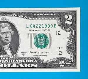 April 22, 1930 : L 04221930 B BIRTHDAY Note $2 Two Dollar Bill *UNC* - Picture 1 of 3
