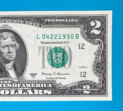 April 22, 1930 : L 04221930 B BIRTHDAY Note $2 Two Dollar Bill *UNC* - Image 1 of 3