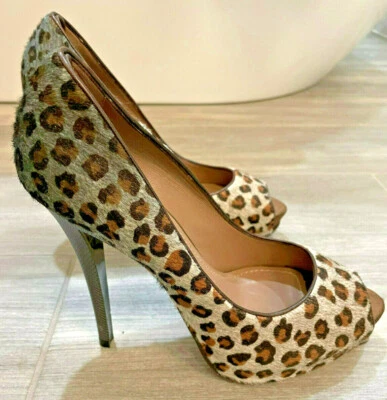 Zapatos de salón Baldan Venezia para mujer de tacón alto leopardo de la nieve punta abierta talla 36,5 Italia Foto 1 de 4