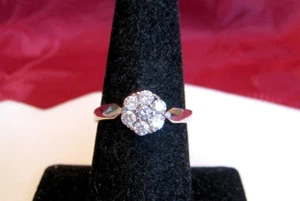 ZEI 18K WHITE GOLD 7 ROUND DIAMONDS .70 CT CLUSTER FLOWER ENGAGEMENT RING SZ 7.5 - Picture 1 of 11