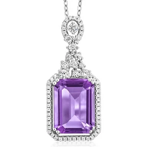 6.85 Cttw Amethyst Pendant Necklace For Women | 925 Sterling Silver | Gemstone - Picture 1 of 5