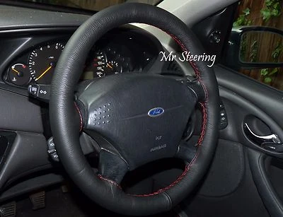 CUBIERTA VOLANTE CUERO ITALIANO NEGRO REAL FORD FOCUS 98-11 PUNTO ROJO Foto 1 de 4