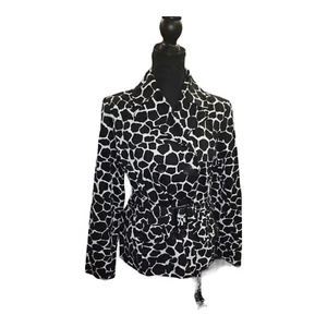 ELEMENTZ Black/White Circles Blazer Cotton/Polyester with Belt Women's Med - Picture 1 of 4