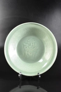 U1438: XF Escultura Flor Celadón China GRAN PLACA ORNAMENTAL/plato - Imagen 1 de 9
