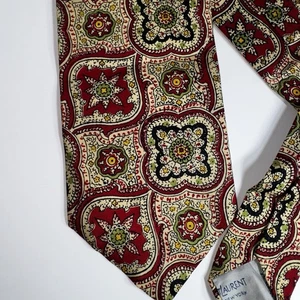 Vintage Yves Saint Laurent 100% Silk Tie Classic Designer Paisley Neckwear - Picture 1 of 7