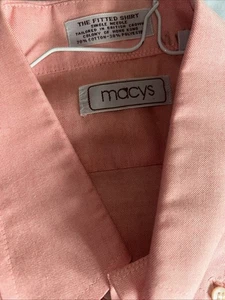 MACY'S Men's Size 16 Short Sleeve Button Down Dress Casual Cotton Shirt Preowned - Picture 1 of 5