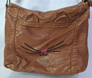Wallflower Faux Leather Kitty Cat Brown Shoulder Crossbody Bag Purse - Picture 1 of 16