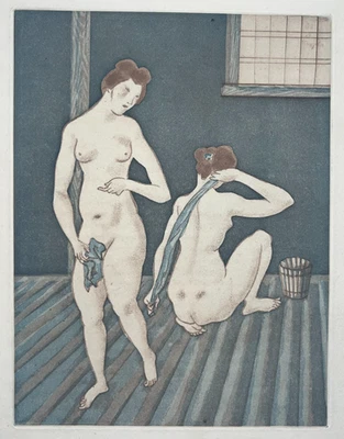 FOUJITA Toilette GRAVURE Eau Forte CURIOSA Erotica LOTI Jeunesse Prune 1926 - Photo 1/3
