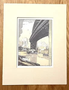 1926 Cleveland OH High Level Bridge von Rudolph Ruzicka (1883-1978) signierter Druck - Bild 1 von 4