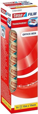 Tesafilm Office-Box Klebefilm transparent 10 m x 19 mm Büro 8 Rollen 8er Pack