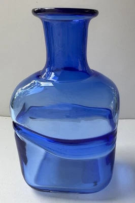 Vintage 1970s Kosta Boda Cobalt Blue Glass Vase – Boda Studio Art Glass  - Image 1 of 4