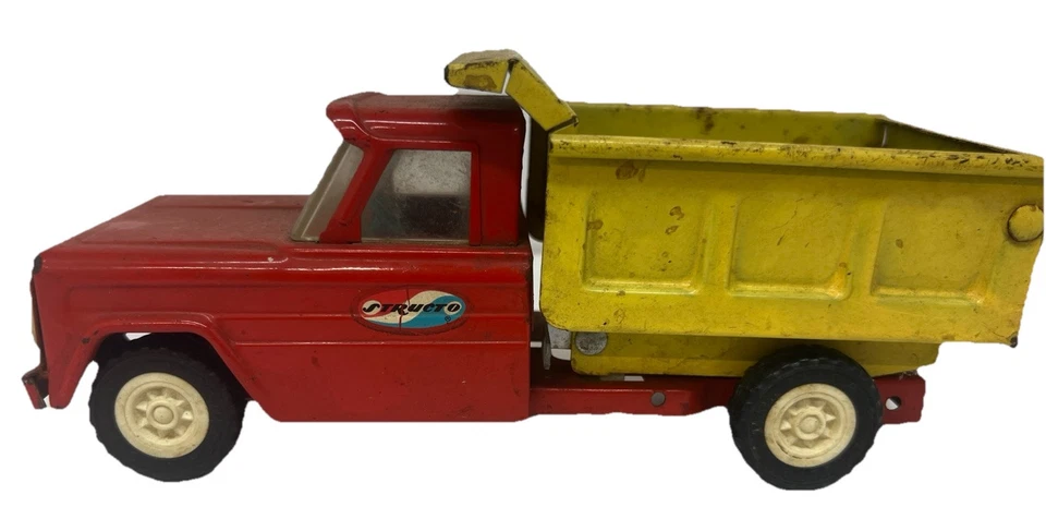 STRUCTO  1960'S 9" Red DUMP TRUCK YELLOW BED -STEEL - - Image 1 of 4