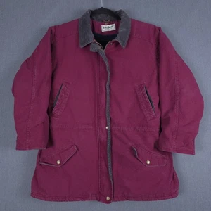 Vintage LL Bean Chore Mantel Damen XL Burgund Cordkragen Sherpa gefüttert Scheune - Bild 1 von 12