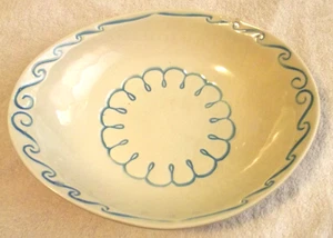 50er Jahre? McCoy Clipper 11,5" (29,3 cm) Servierschüssel 1 Chip Creme/Aquamarin - Bild 1 von 7